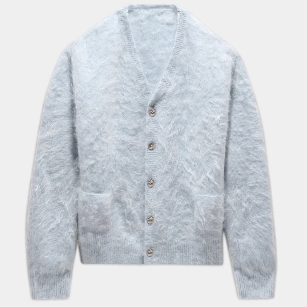 R13 Japanese Brushed Cashmere Cardigan - Light Blue. Size medium - Picture 4 of 14